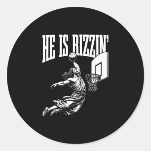 Hij is Rizzin Grappig Pasen Rizz Meme Sketll  Ronde Sticker