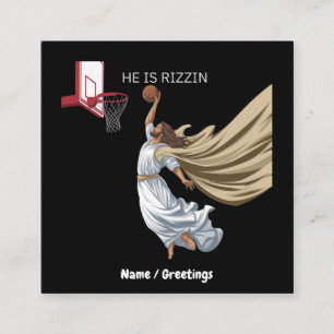 Hij is Rizzin Grappige Jezus spelen basketbal retr Vierkante Visitekaartje