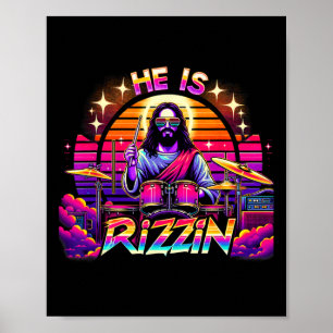 Hij is Rizzin' Happy Easter Day Funny Christelijk  Poster