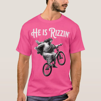 Hij is Rizzin Jesus rijden BMX fiets grappige fiet T-shirt