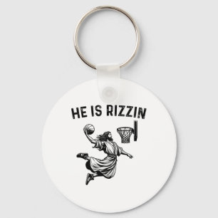 Hij is Rizzin Jezus Bysketbyll Christelijk Religie Sleutelhanger