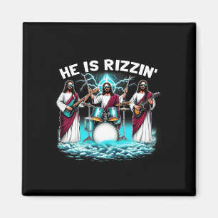 Hij is Rizzin' Jezus is opgestaan Grappig Christel Magneet