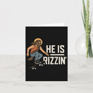 Hij Is Rizzin Meme Skater Jezus, Grappige Christel Kaart