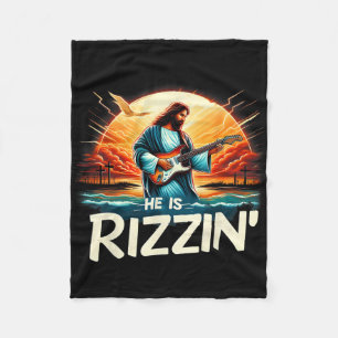 Hij Is Rizzin Pasen Christelijke Jezus Vintage Jez Fleece Deken