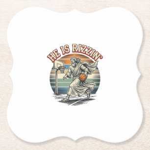 Hij Is Rizzin Vintage Basketbal Religieus T-shirt Kartonnen Onderzetters