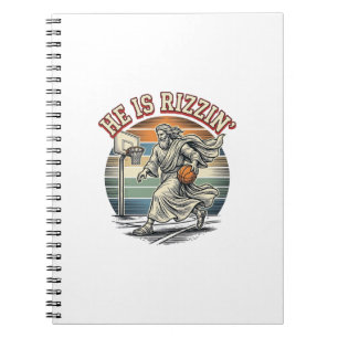 Hij Is Rizzin Vintage Basketbal Religieus T-shirt  Notitieboek