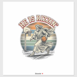 Hij Is Rizzin Vintage Basketbal Religieus T-shirt Sticker