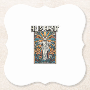 Hij Is Rizzin Vintage Pasen Gebrandschilderd T-Shi Kartonnen Onderzetters