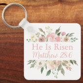 Hij is Roze Floral Christelijk Sleutelhanger (Voorkant)