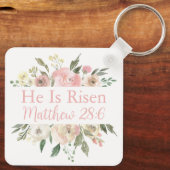 Hij is Roze Floral Christelijk Sleutelhanger (Achterkant)