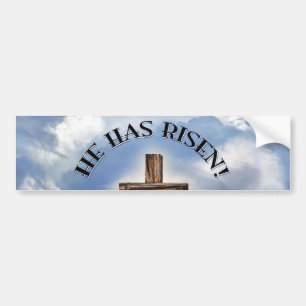 Hij is Ruw Kruis met Wolken toegenomen Bumpersticker