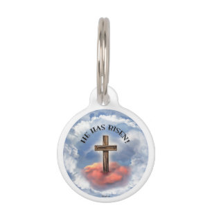 Hij is Ruw Kruis met Wolken toegenomen Huisdierpenning