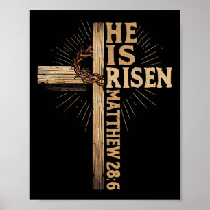 Hij is verrezen Christelijk Easter Jesus Religious Poster