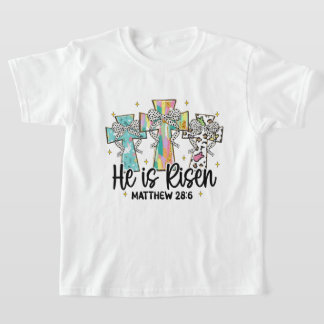 Hij is verrezen Christelijk Paasbijbelvers T-shirt