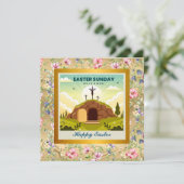 Hij is verrezen en viering van Pasen Kaart (Staand voorkant)