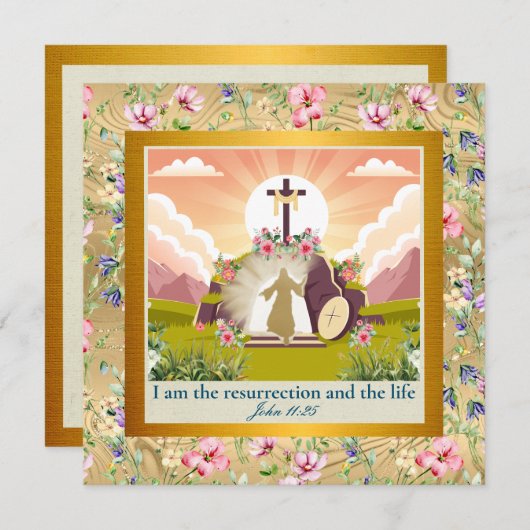 Hij is verrezen en viering van Pasen Kaart (Voorkant / Achterkant)