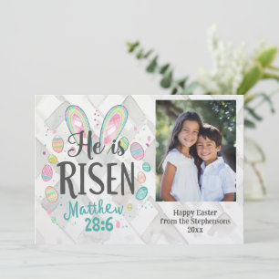 Hij is verrezen, foto Christelijk Easter Jesus Bib Feestdagenkaart