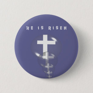 Hij is verrezen geschenken ronde button 5,7 cm