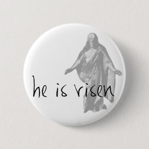 hij is verrezen jesus christus pasen lds mormon ronde button 5,7 cm