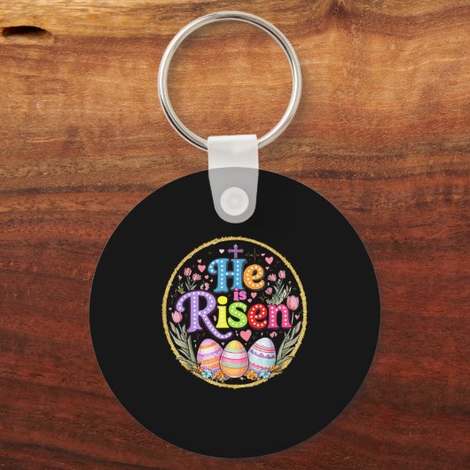 Hij is verrezen Jezus Christelijk Bijbelvers Paasv Sleutelhanger (Voorkant)