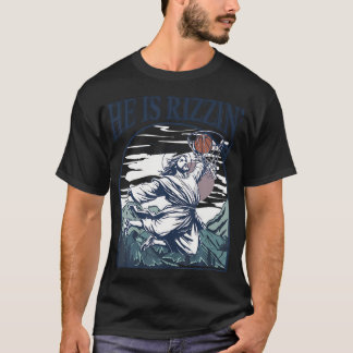 Hij is verrezen Jezus Christelijke geloofsmand T-shirt