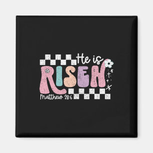 Hij is verrezen Jezus Christelijke geruit design p Magneet