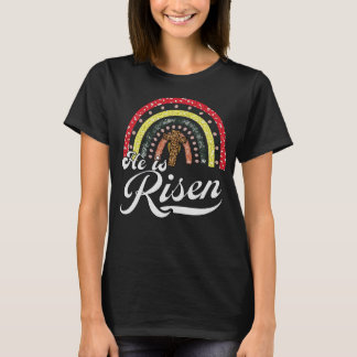 Hij is verrezen Leopard  Cross  Happy Ea T-shirt