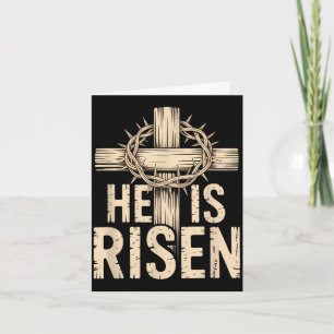 Hij is verrezen matthew 28_6 retro vintage kruis b kaart