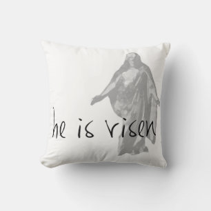 hij is verrezen paasfeest lds modern zwart wit kussen