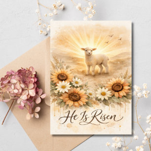 Hij is verrezen Paaslam Christelijk Religieus  Feestdagenkaart
