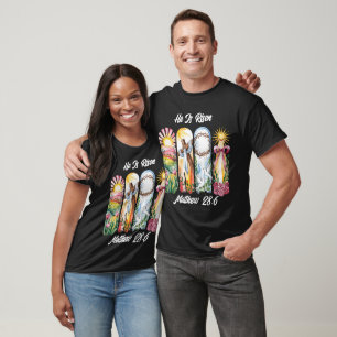 Hij is verrezen paaslelies zwart t-shirt