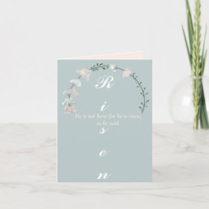 Hij is verrezen: Pastel Schriftgedeelte Paasfeest  Feestdagen Kaart