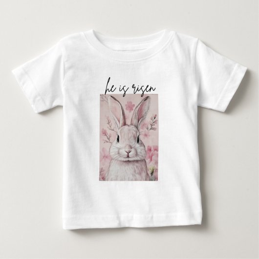 "Hij is verrezen" Roze konijn met bloem (Voorkant)