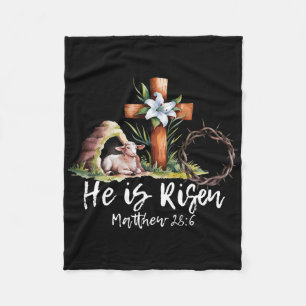 Hij is verrezen schaapslam en kruist Jezus Christe Fleece Deken