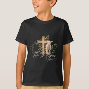 Hij is verrezen schaapslam en kruist Jezus Christe T-shirt