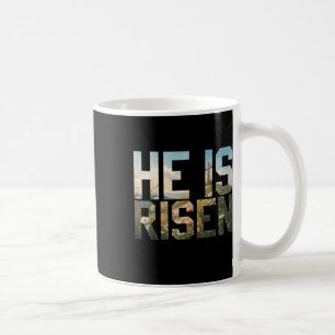 Hij is verrezen wilde bloem kruis Jezus Christelij Koffiemok