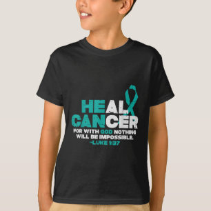 Hij kan genezen van kanker God Ovariumkanker Bewus T-shirt
