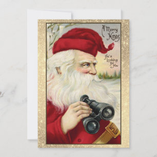 Hij kijkt naar: Creepy Santa Vintage Christmas Kaa Feestdagenkaart