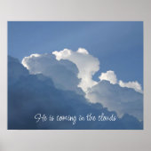 Hij komt in de wolken Christelijke citaat Poster (Voorkant)