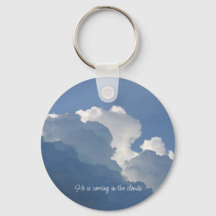 Hij komt in de wolken Christelijke citaat Sleutelhanger