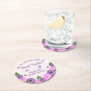 Hij laat haar hart vlinderslag Vrijgezellenfeest Ronde Kartonnen Onderzetter