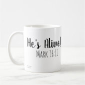 Hij leeft Mark 16:11 Koffiemok (Links)