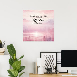 "Hij maakte alles mooie Waterverf" zonsondergang Poster