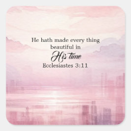 Hij maakte alles mooie Waterverf zonsondergang Vierkante Sticker