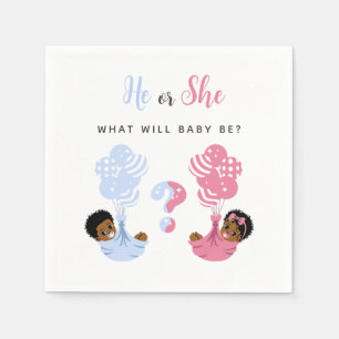Hij of Zij Afro-Amerikaans Roze en Blauwe Baby Servet
