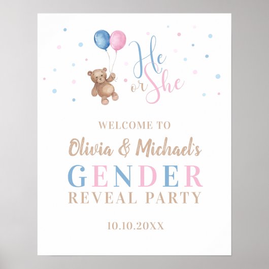 Hij of zij Baby Gender onthullen Party Welcome Pos Poster (Voorkant)