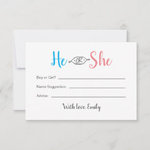 Hij of zij Baby gender reveal Kaart Notitiekaartje