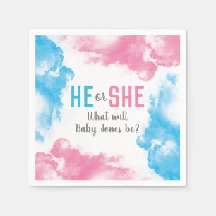 Hij of zij Baby Geslacht Rooke Bomb Blauw Roze Servet