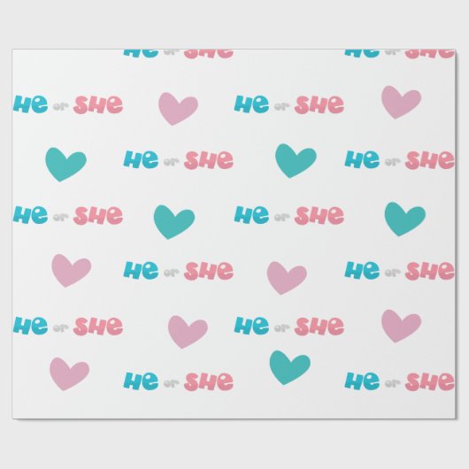 Hij of zij Blauw Roze Gender Reveal Party Cadeaupapier (Vlak)