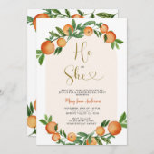 Hij of zij Citrus Oranje groen Geslacht onthullen Kaart (Voorkant / Achterkant)